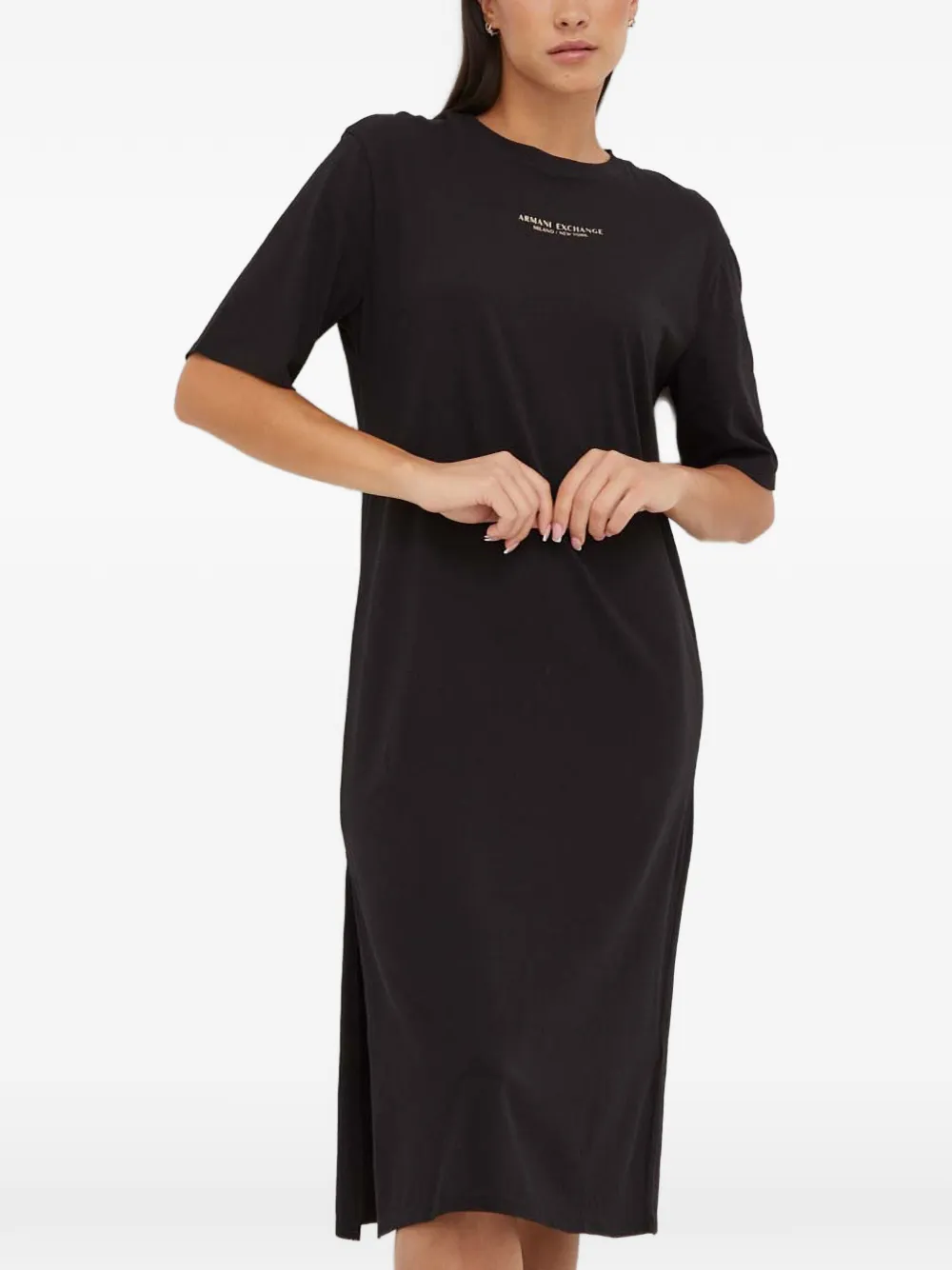 Armani Exchange logo-print midi dress - Nero