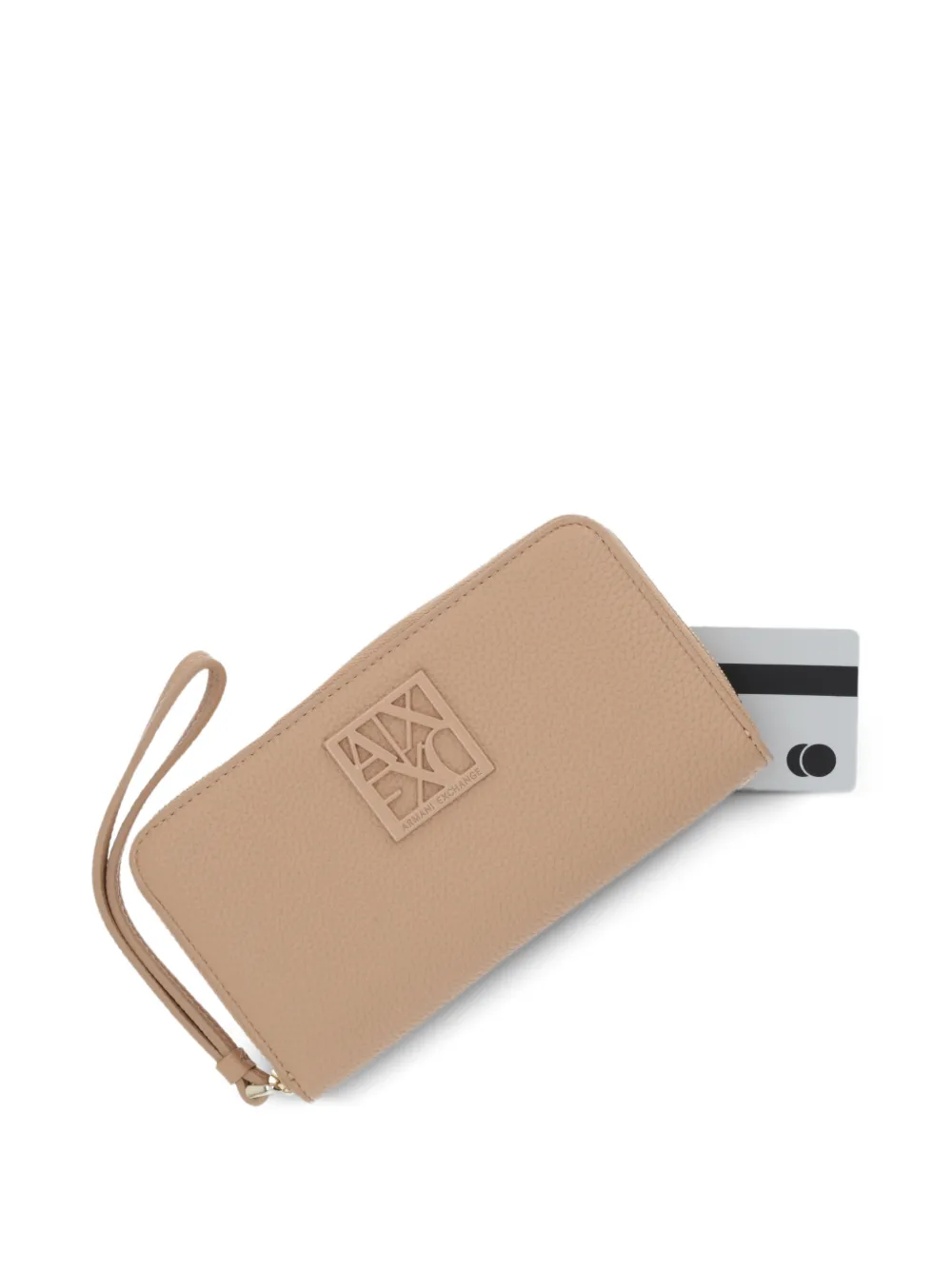 Armani Exchange Portemonnee met ritssluiting en logodetail Beige