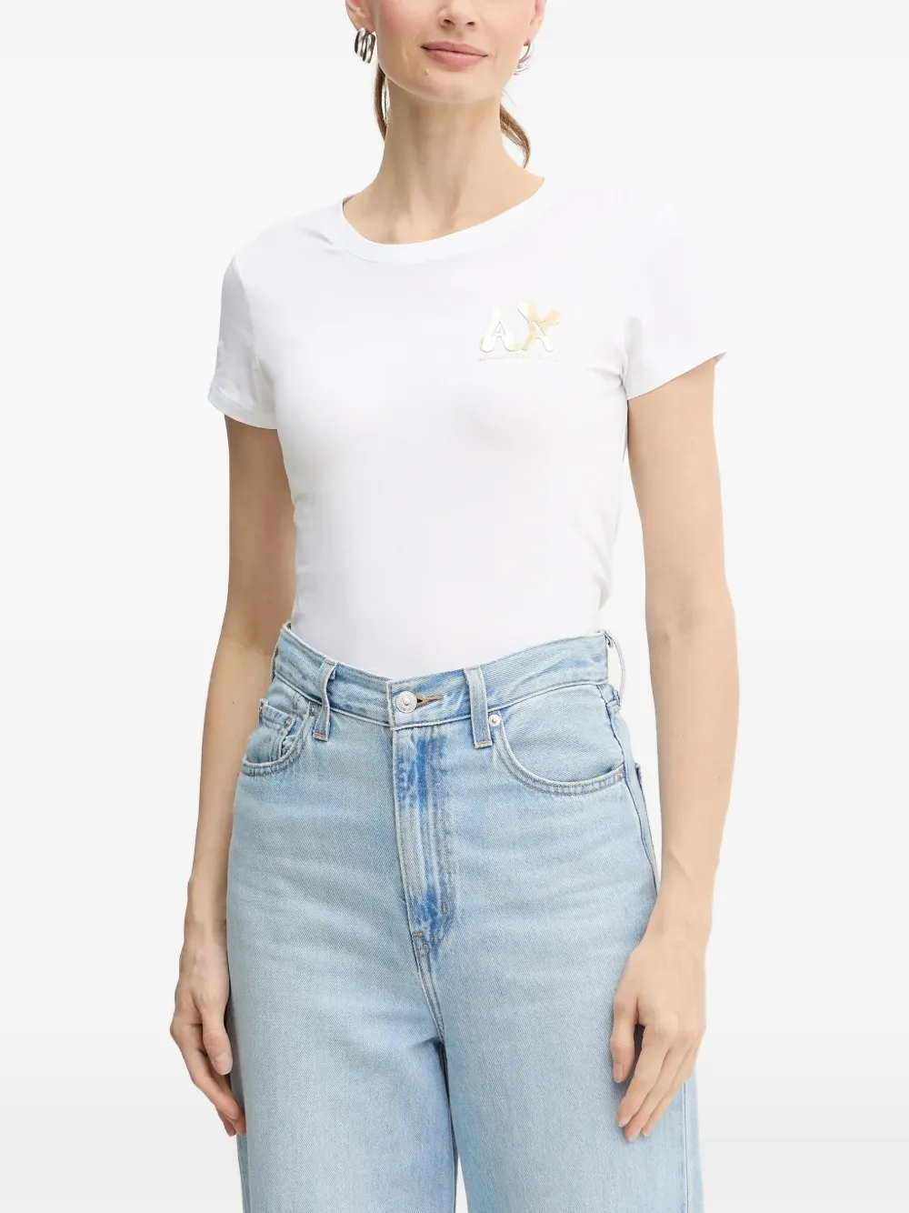 Armani Exchange logo-plaque short-sleeve T-shirt - Bianco