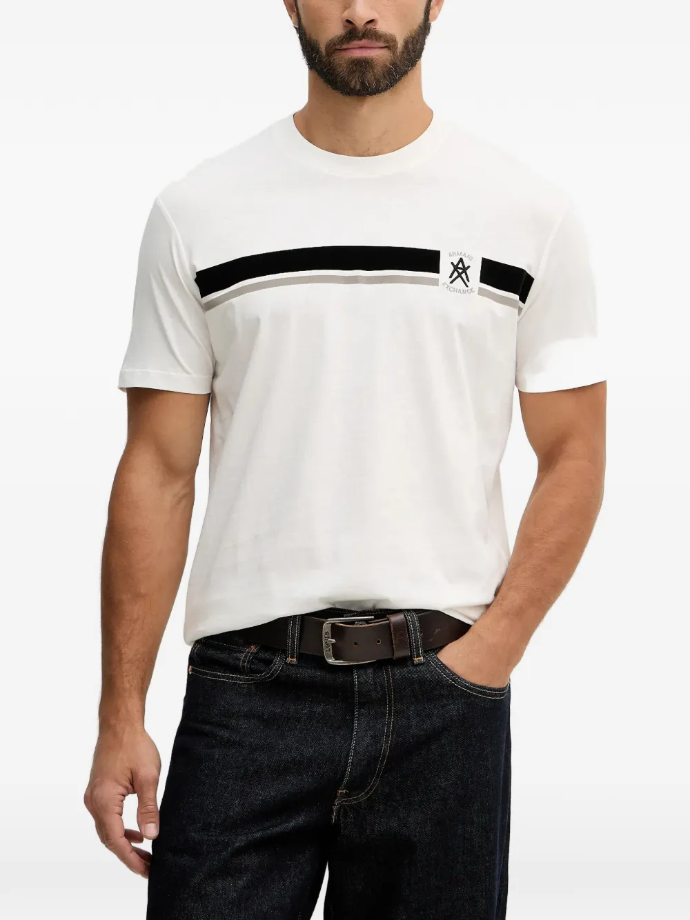 Armani Exchange logo-embroidered T-shirt - Bianco