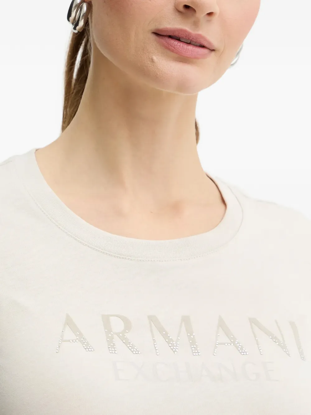 Armani Exchange T-shirt met logodetail Beige