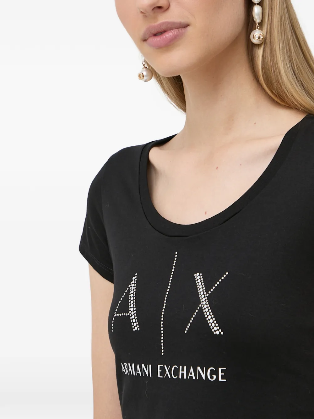 Armani Exchange T-shirt met logoprint Zwart