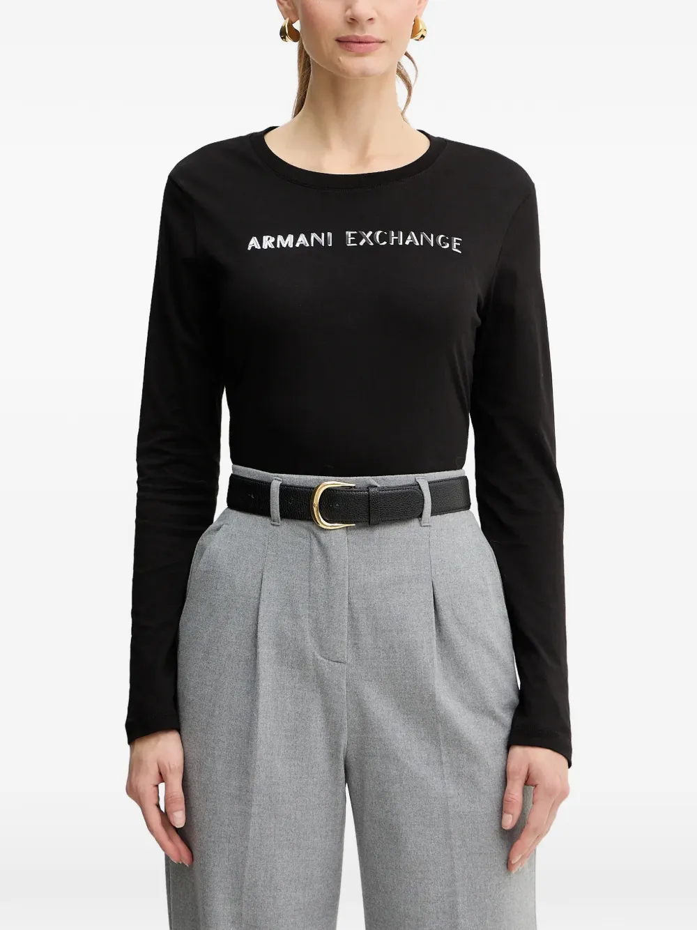 Armani Exchange T-shirt a maniche lunghe - Nero