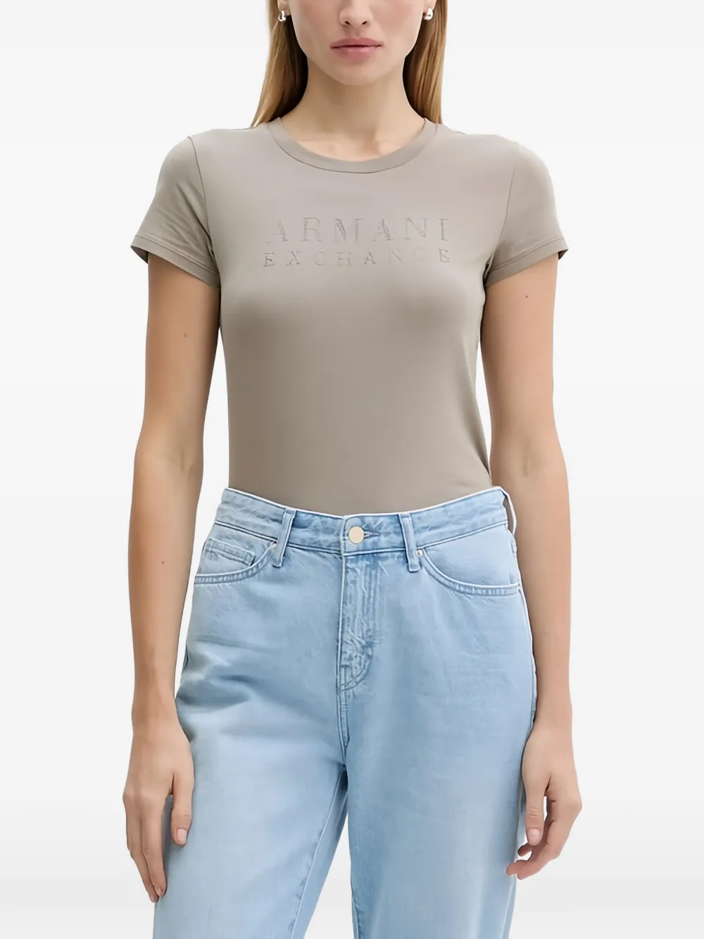 Armani Exchange bright-logo T-shirt - Marrone