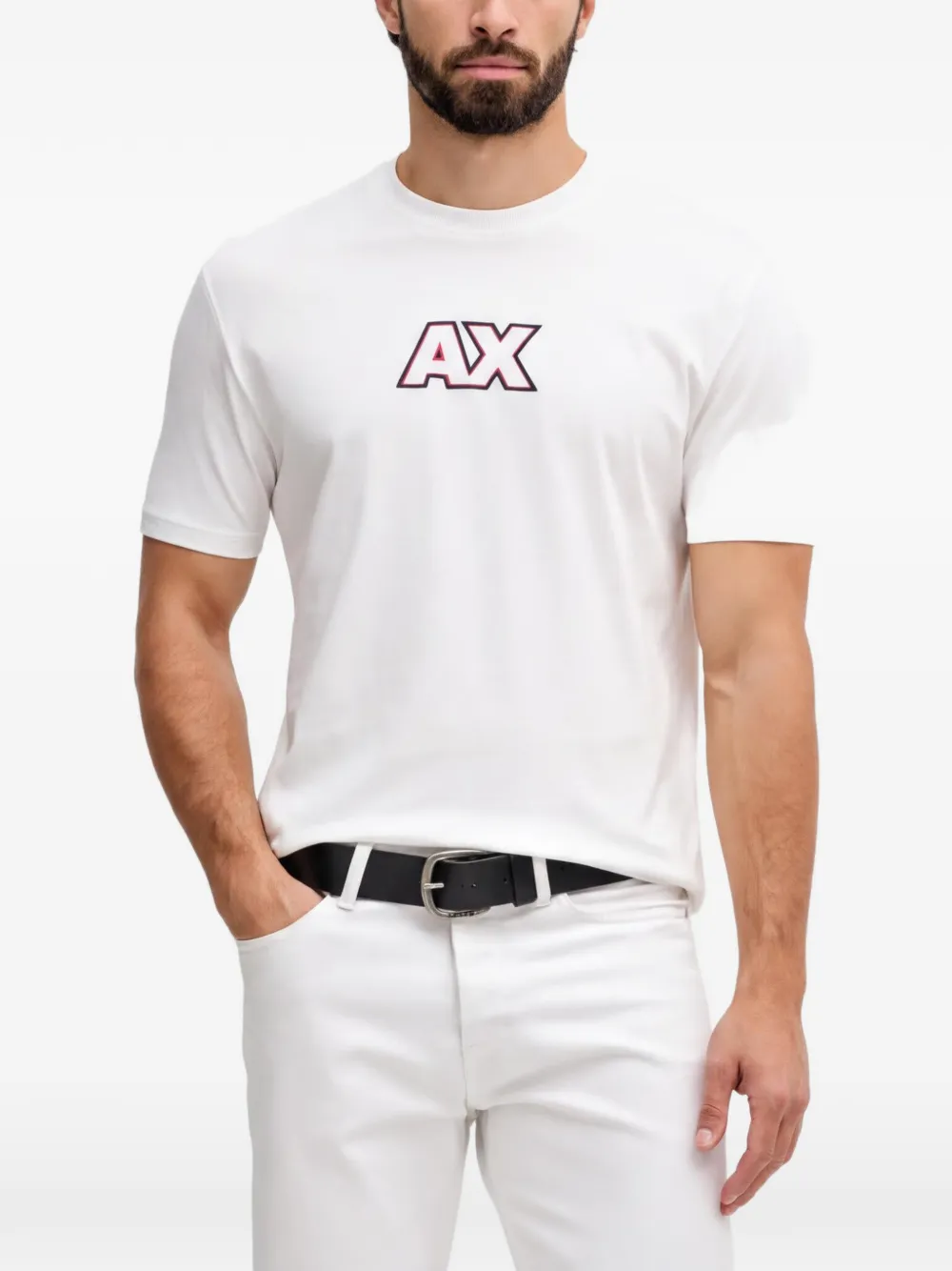 Armani Exchange logo-embroidered T-shirt - Bianco