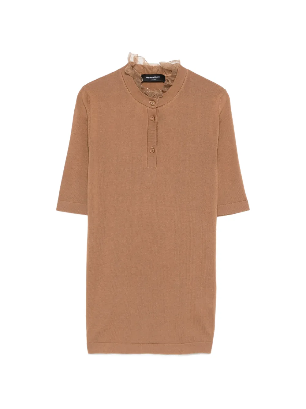 Fabiana Filippi ruffled buttoned T-shirt - Braun