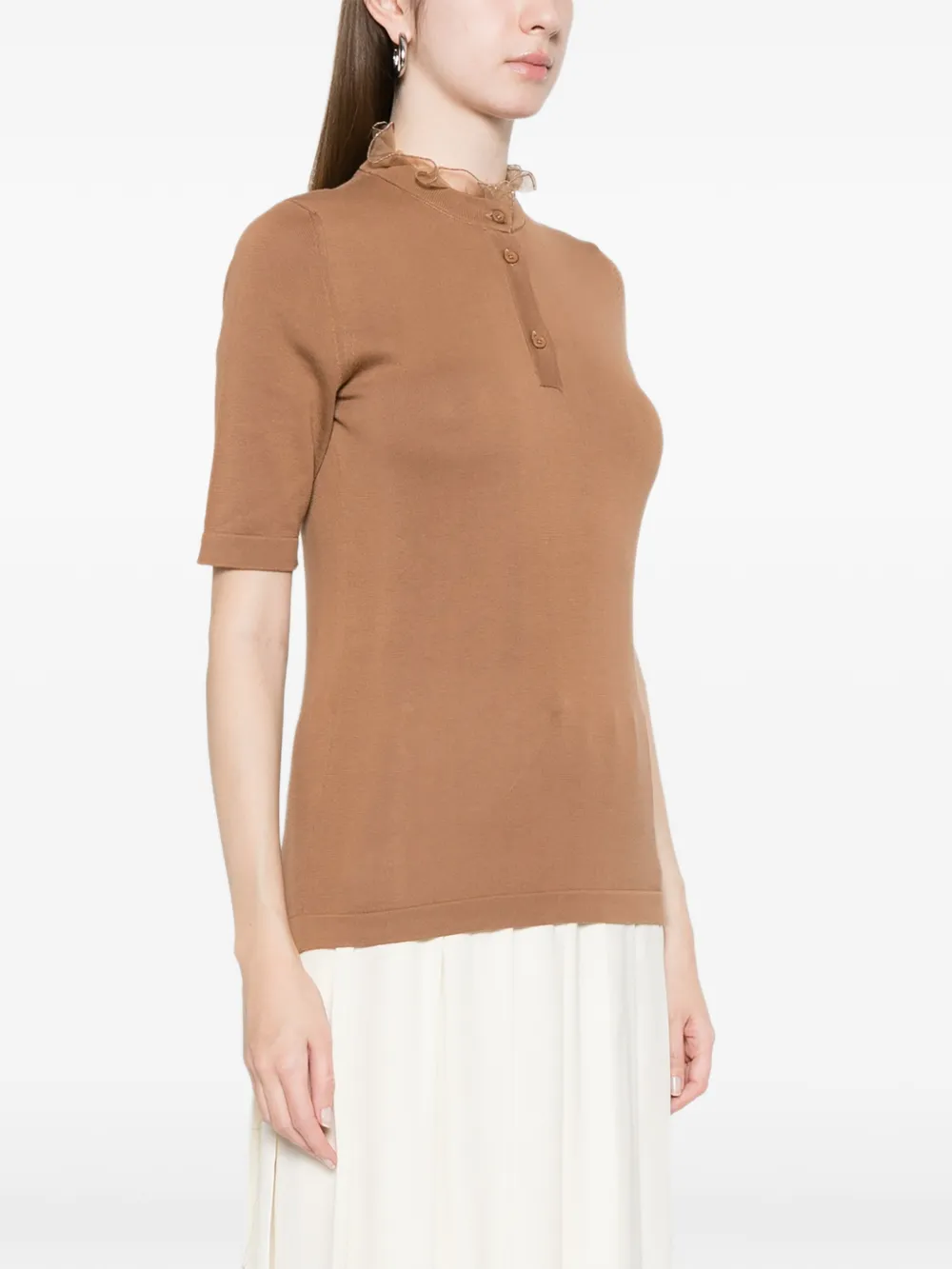  Fabiana Filippi Camisa Con Volantes - Marrón 