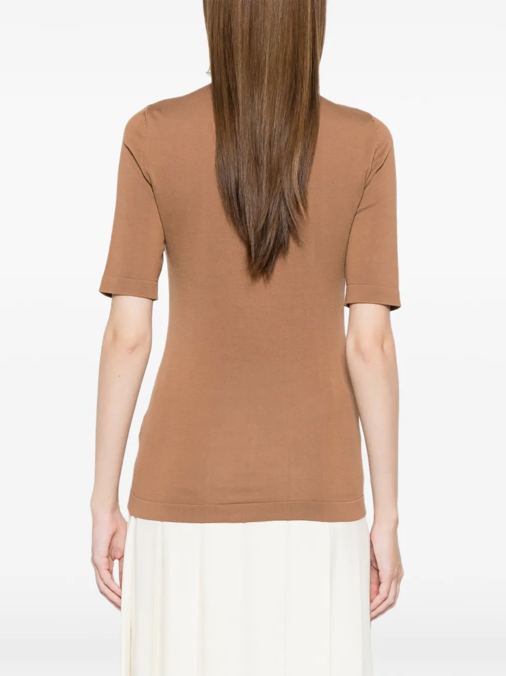 Fabiana Filippi T-shirt met ruches en knopen Bruin