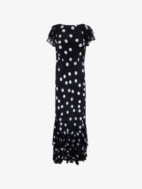 Rixo polka-dot pattern ruffled dress
