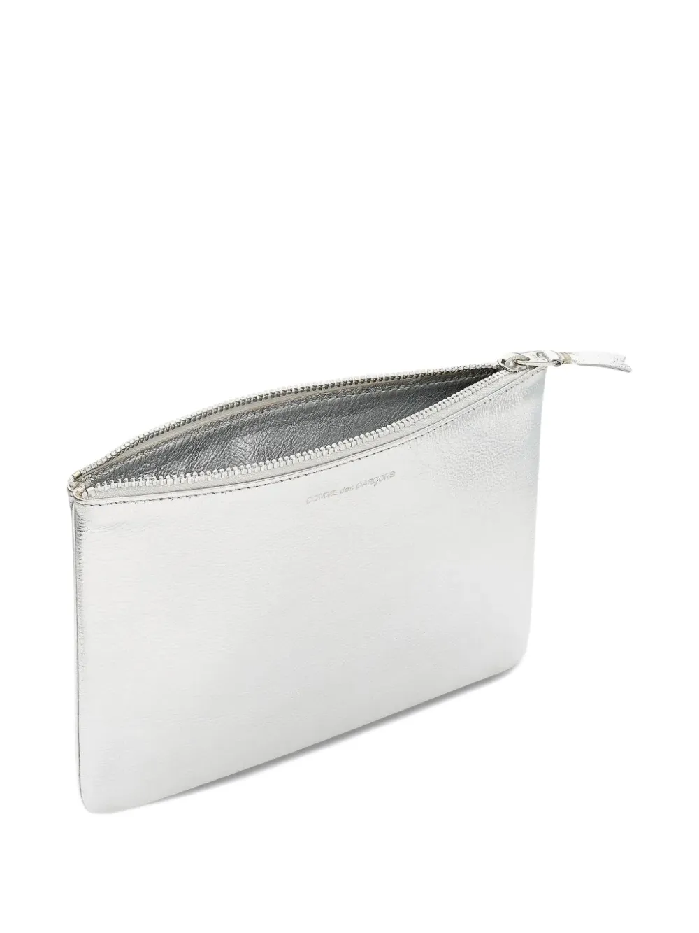 Comme Des Garçons Leather Wallet In Silver