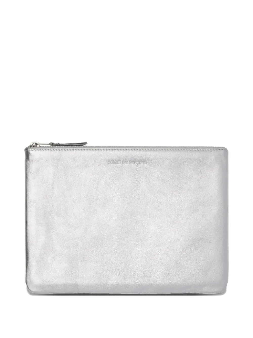 Comme Des Garçons Leather Wallet In Silver