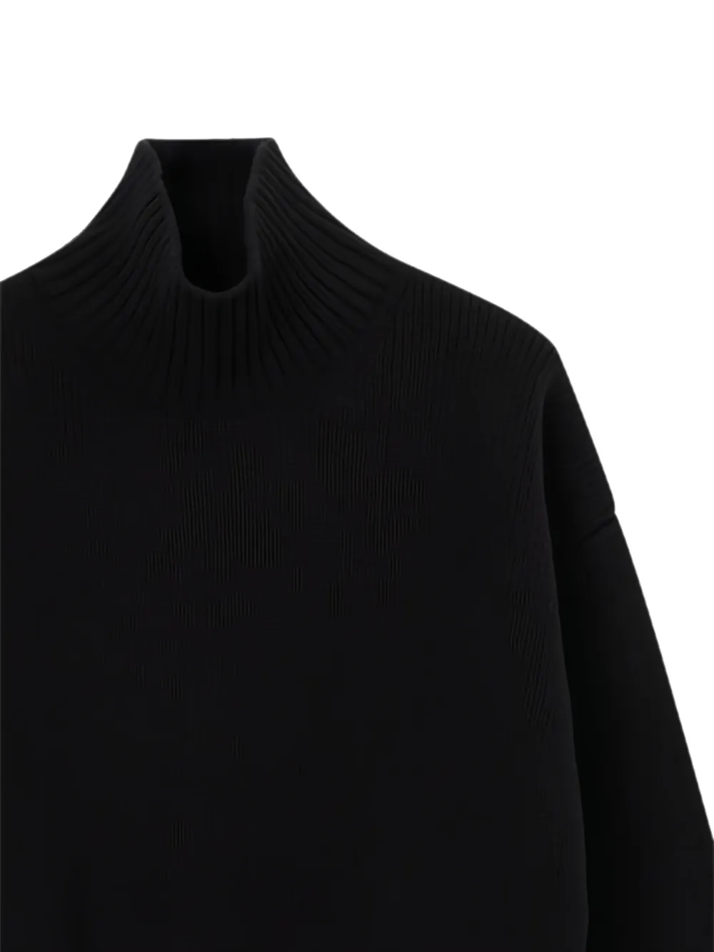 Róhe High-neck Wool Sweater in Black, view 2