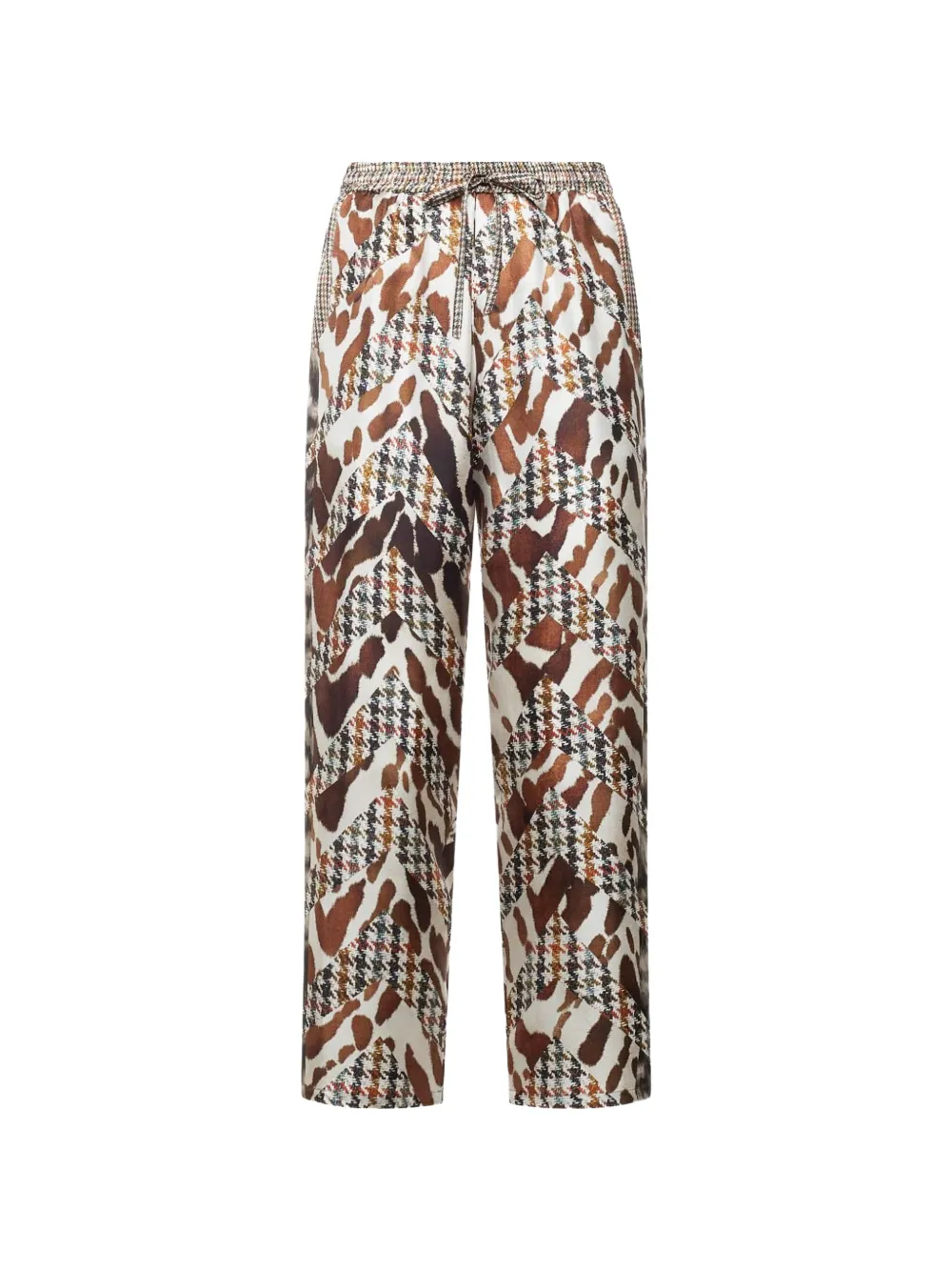 Pierre-Louis Mascia houndstooth animal-print silk trousers - Toni neutri