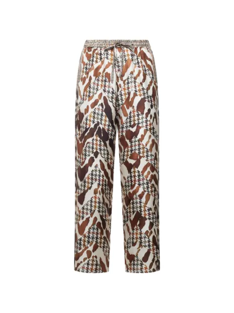 Pierre-Louis Mascia houndstooth animal-print silk trousers