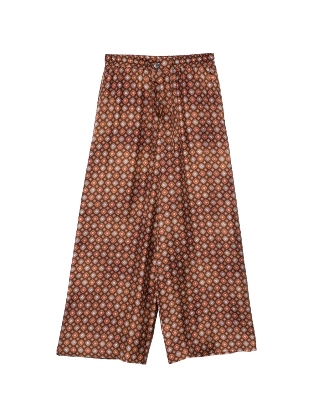 Pierre-Louis Mascia geometric-print silk trousers - Marrone
