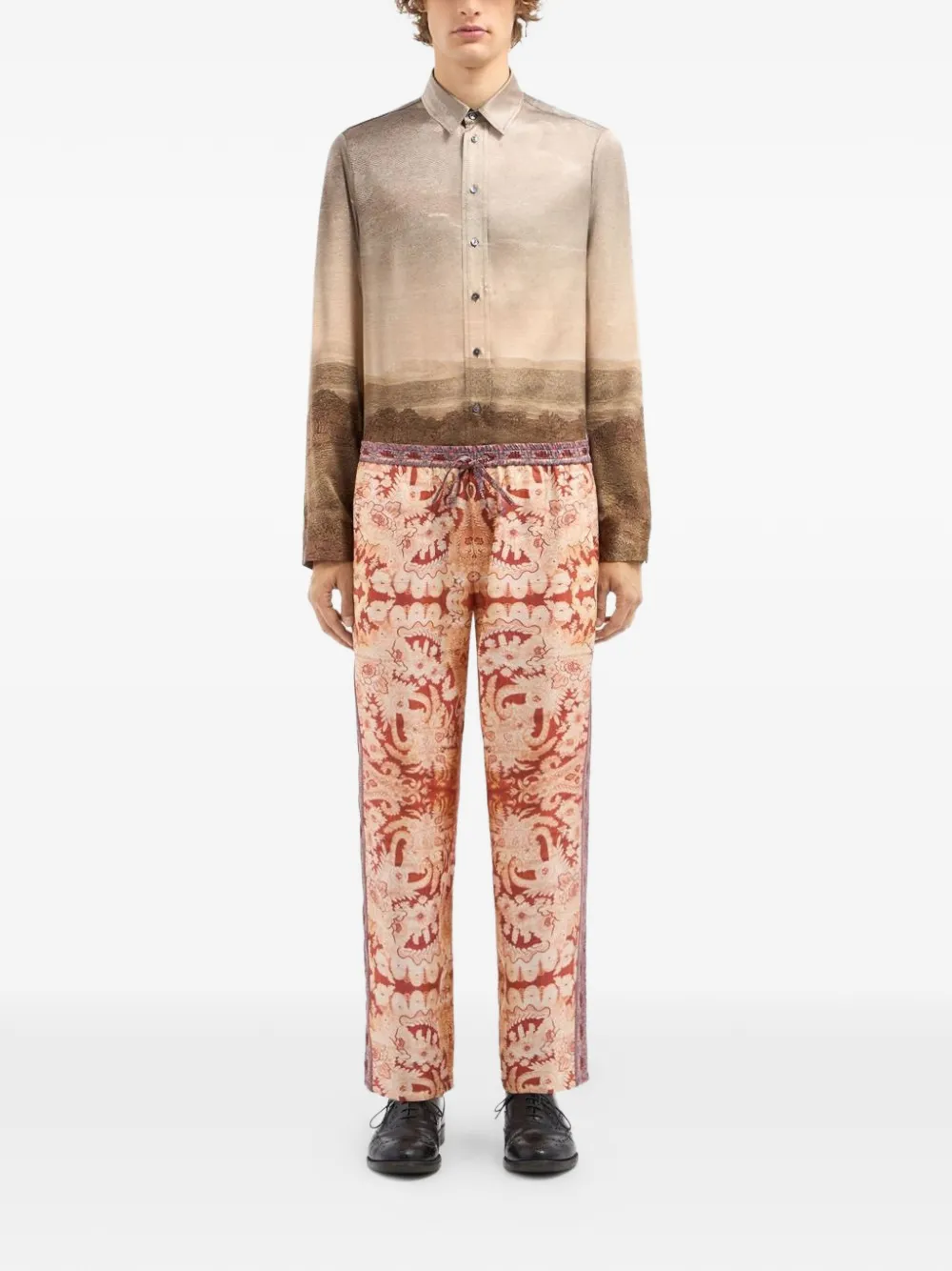 Pierre-Louis Mascia Zijden broek met print Rood
