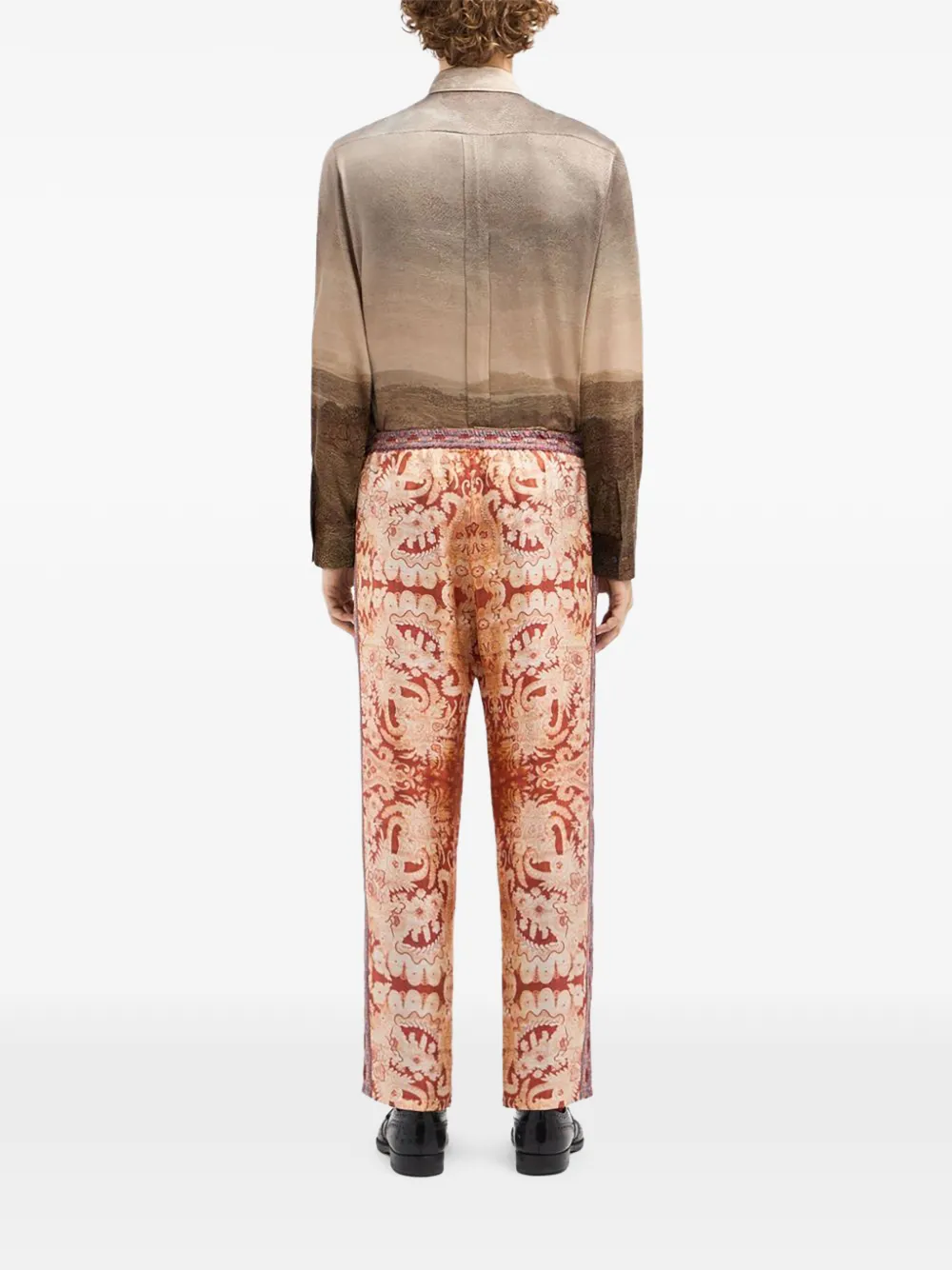 Pierre-Louis Mascia Zijden broek met print Rood