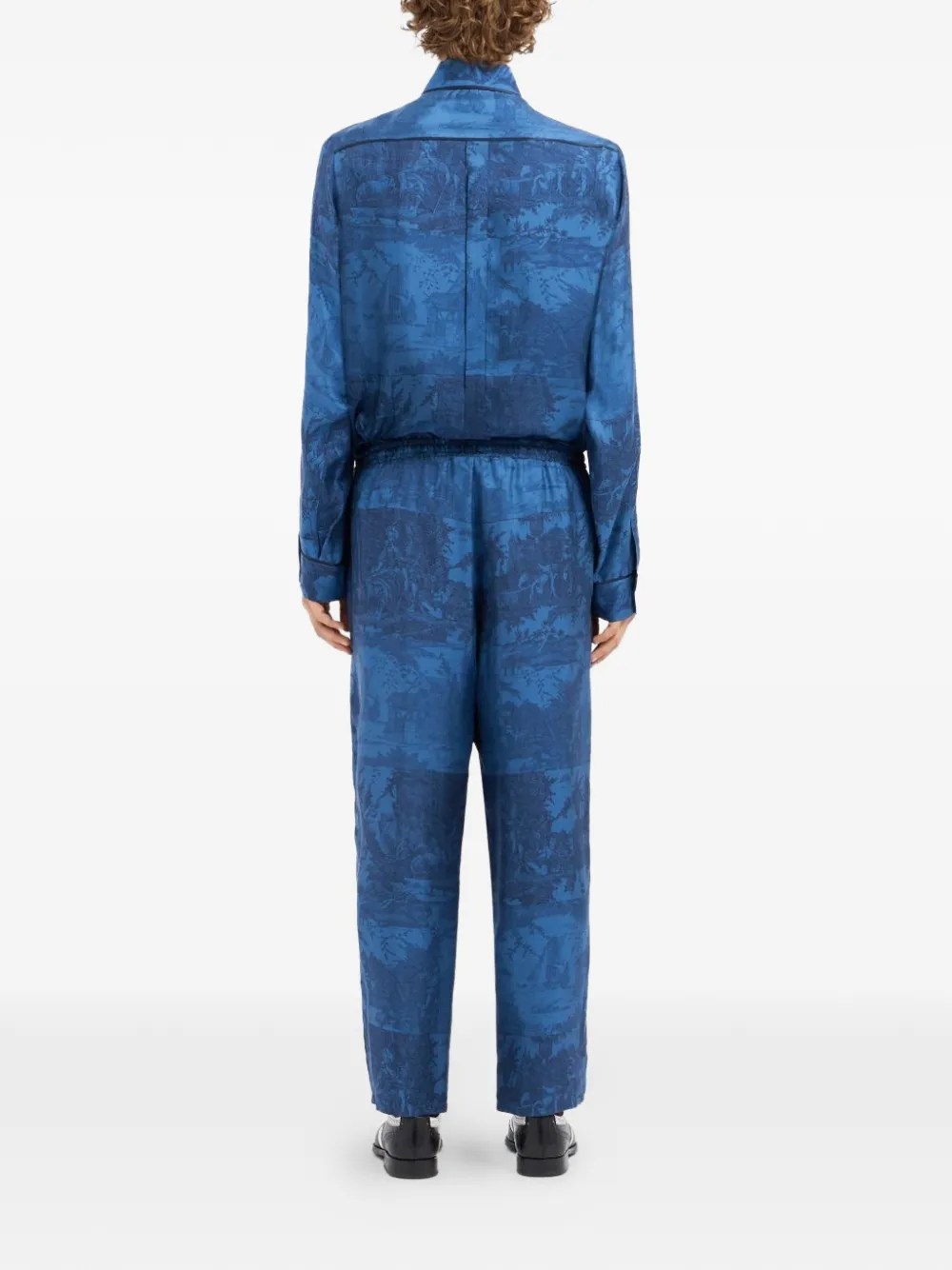 Pierre-Louis Mascia Broek met Toile de Jouy-print en trekkoord Blauw