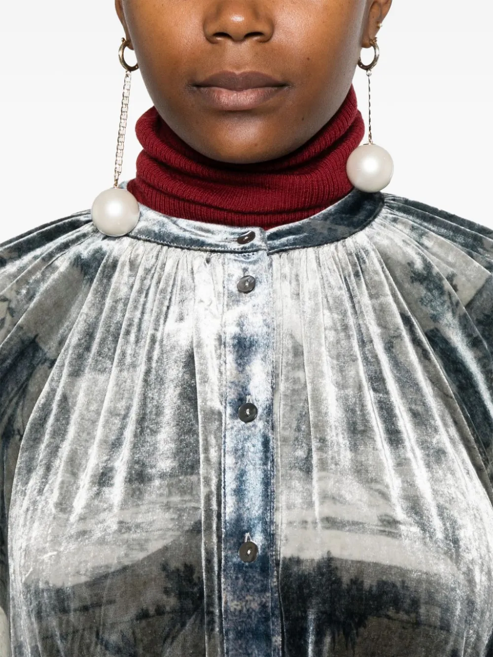 Pierre-Louis Mascia Kanpur grafische prints midi-jurk met riem Blauw