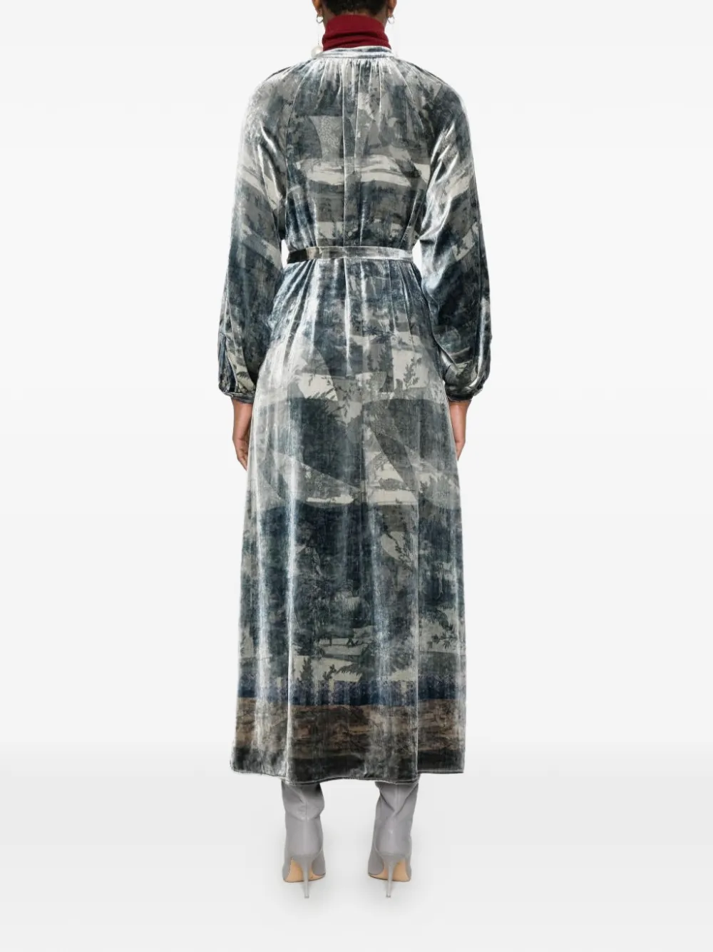 Pierre-Louis Mascia Kanpur grafische prints midi-jurk met riem Blauw