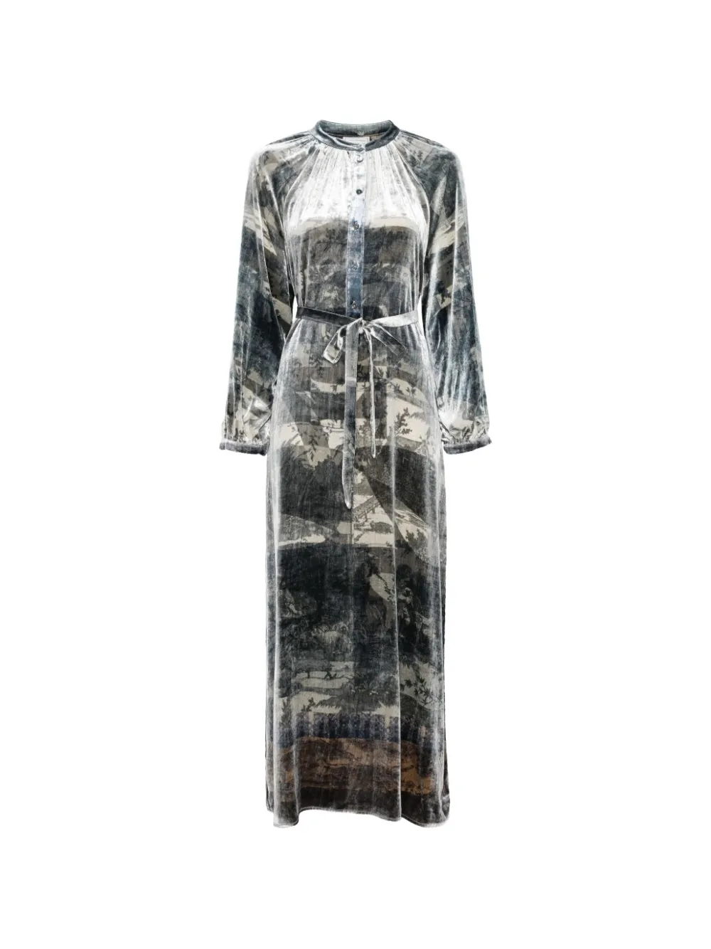 Pierre-Louis Mascia Kanpur belted graphic-print midi dress - Blu