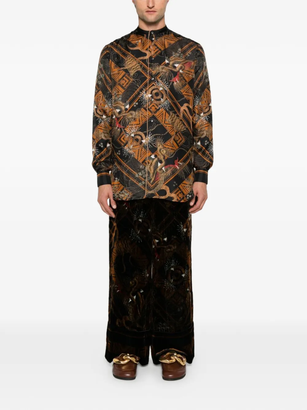 Pierre-Louis Mascia Kanpur broek met draakprint Zwart