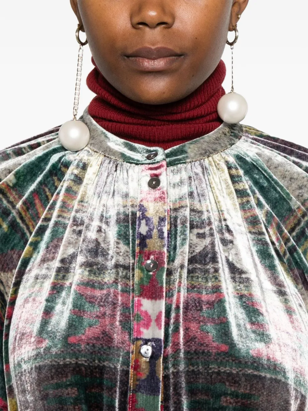 Pierre-Louis Mascia Midi-jurk met ceintuur en print Groen