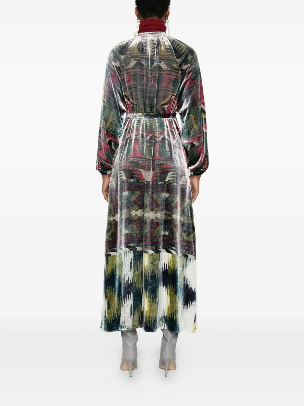 Pierre-Louis Mascia Midi-jurk met ceintuur en print Groen