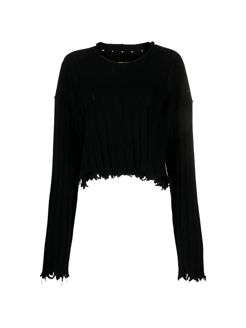 Uma Wang distressed ribbed-knit sweater - Nero