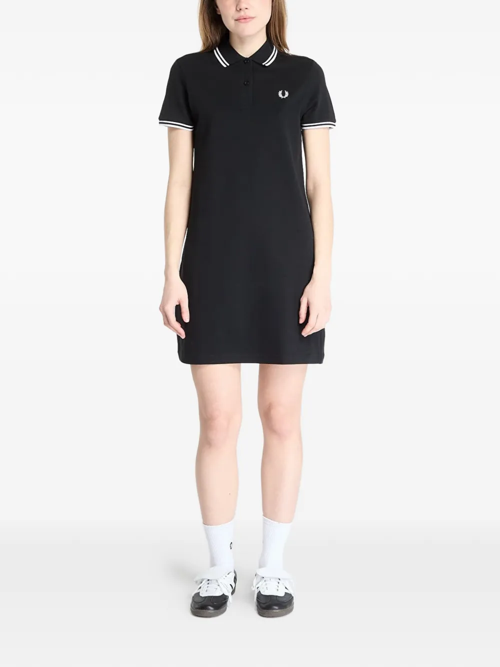 Fred Perry Midikleid mit Poloshirtkragen - Schwarz