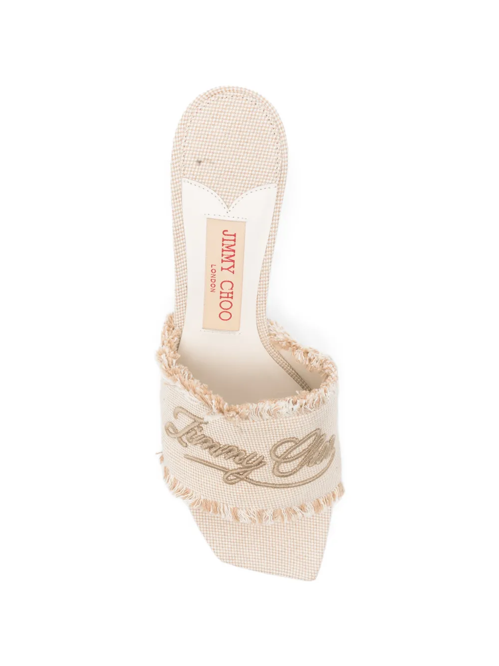 Jimmy Choo fringed embroidery sandals Beige