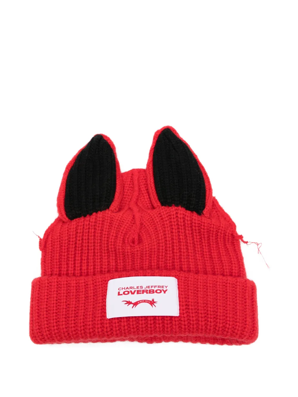 Charles Jeffrey Loverboy Artisanal Supersized Fox beanie hat - Red