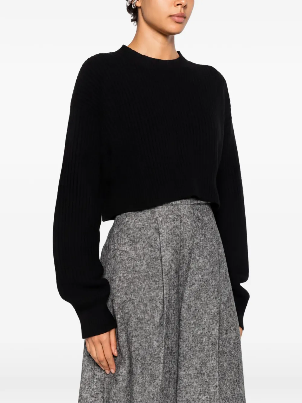 Uma Wang ribbed-knit cropped sweater Zwart