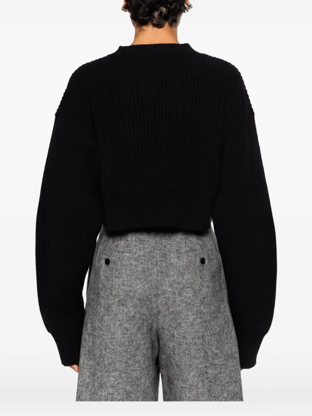 Uma Wang ribbed-knit cropped sweater Zwart