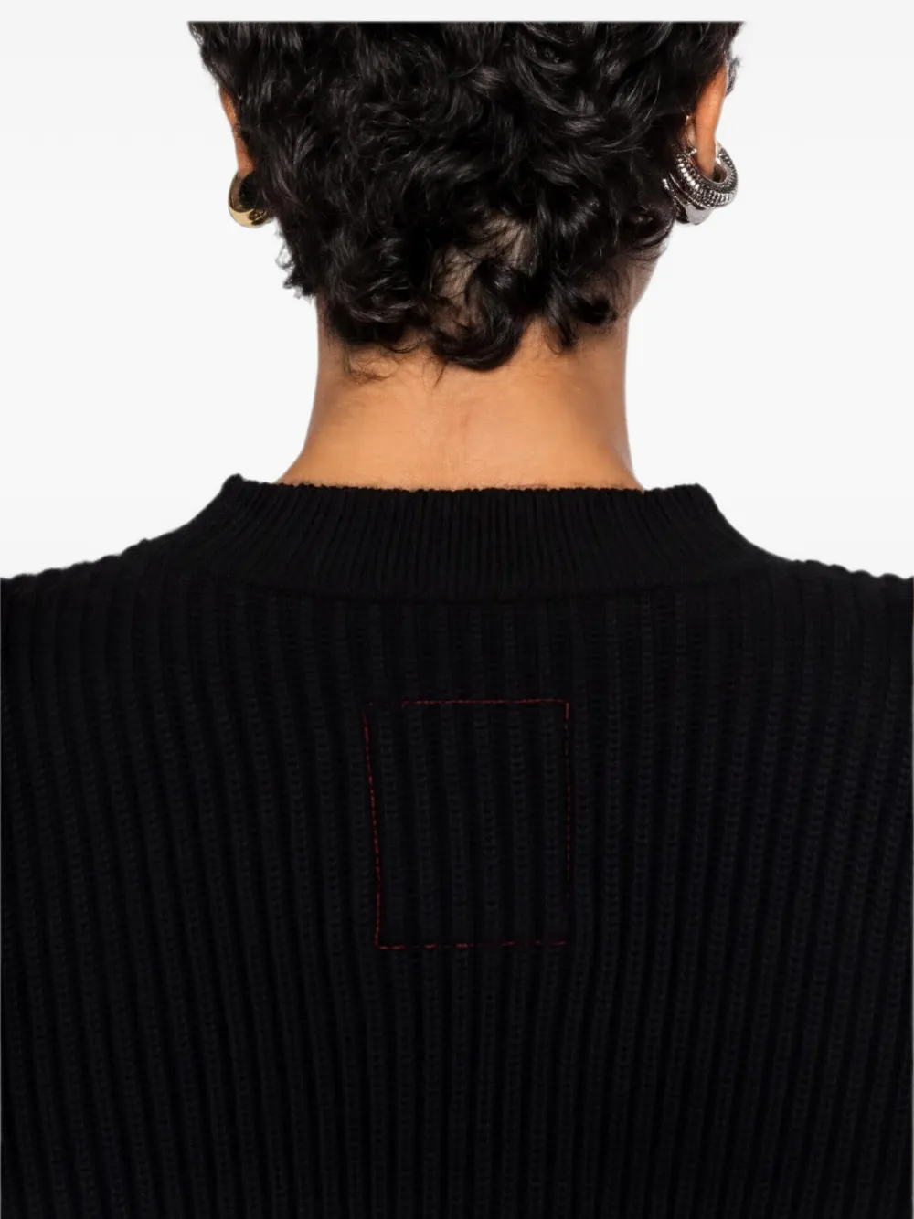 Uma Wang ribbed-knit cropped sweater Zwart