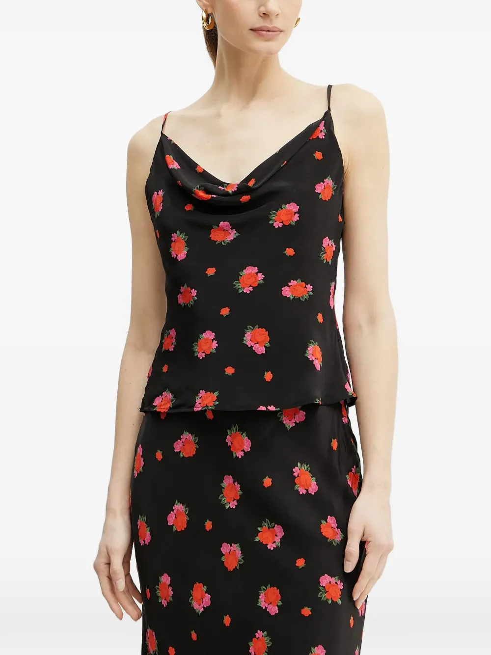 Bardot floral-detail sleeveless top - Nero