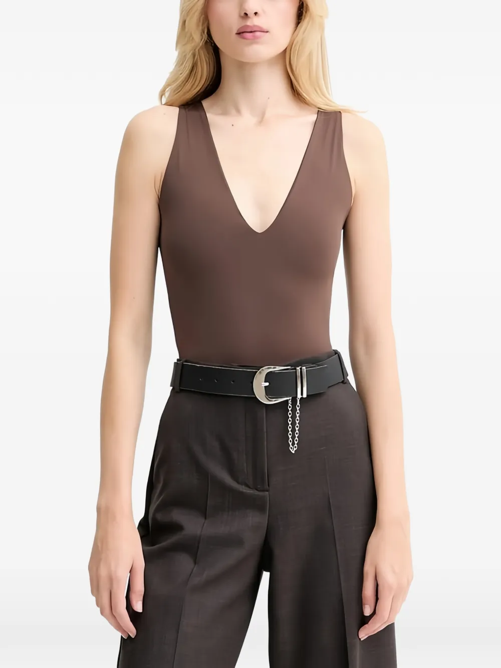 Bardot V-neck sleeveless bodysuit - Braun