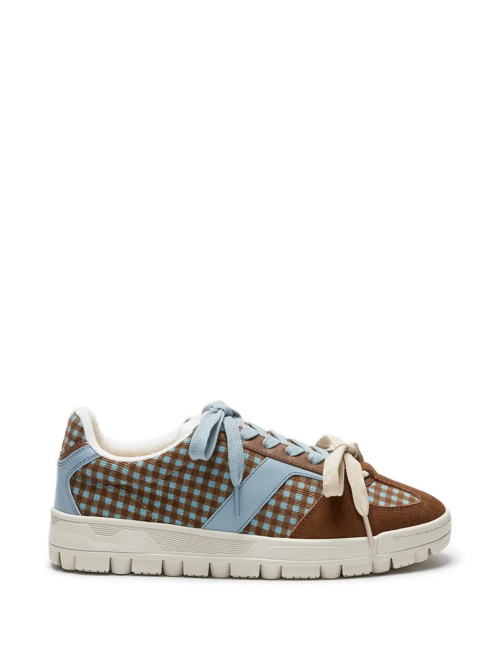 Lili Curia Colette Lace-up Checked Sneakers In Brown