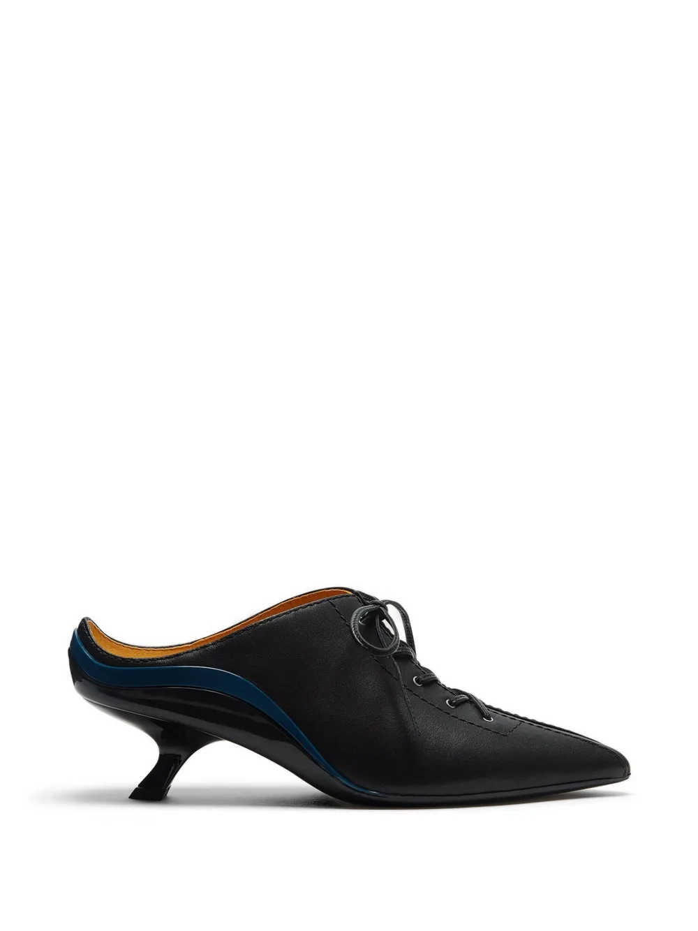 Lili Curia Victoria Kitten Lace-up Mules In Black