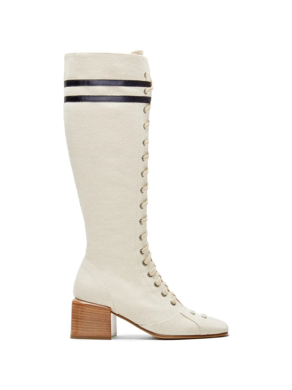 Lili Curia Isadora Striped Lace-up Boots In Neutral