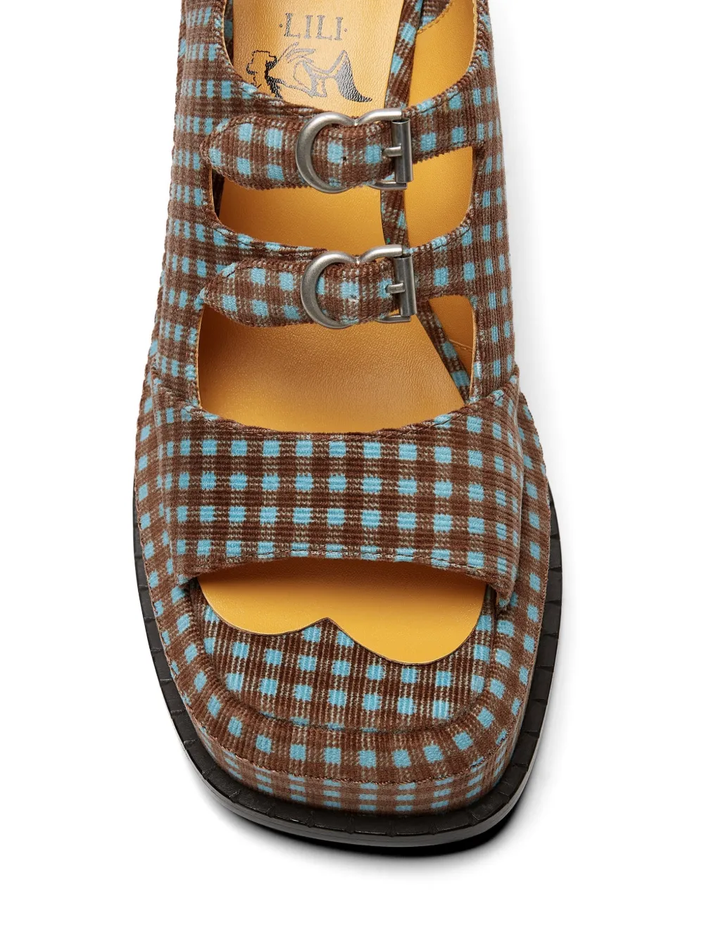 LILI CURIA Edie hakken met gingham ruit en gesp Bruin