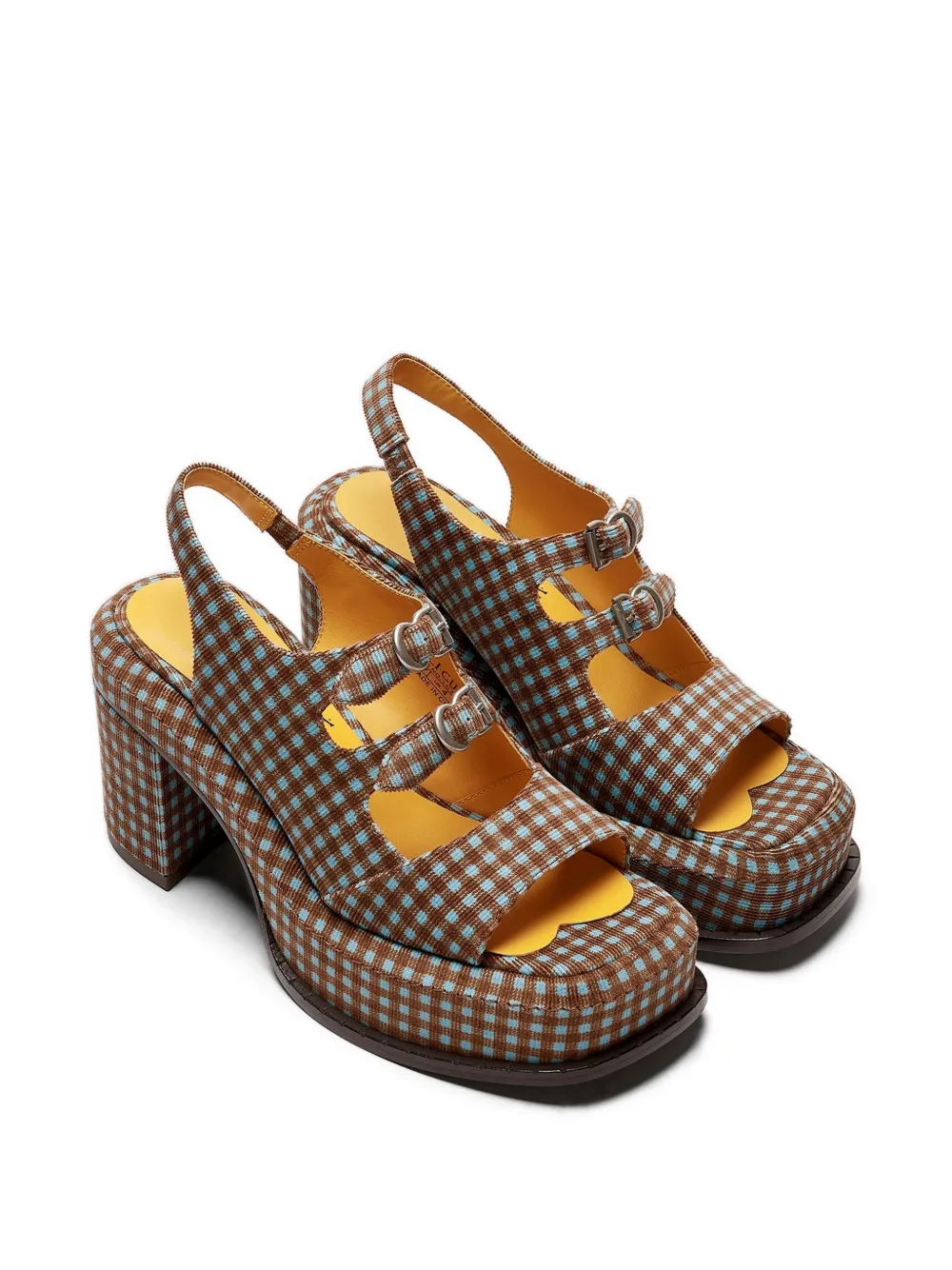 LILI CURIA Edie hakken met gingham ruit en gesp Bruin