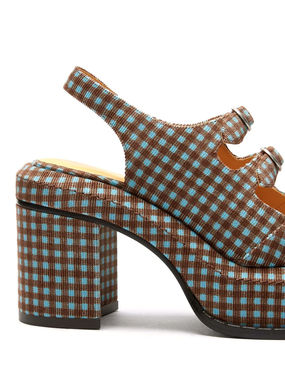 LILI CURIA Edie hakken met gingham ruit en gesp Bruin