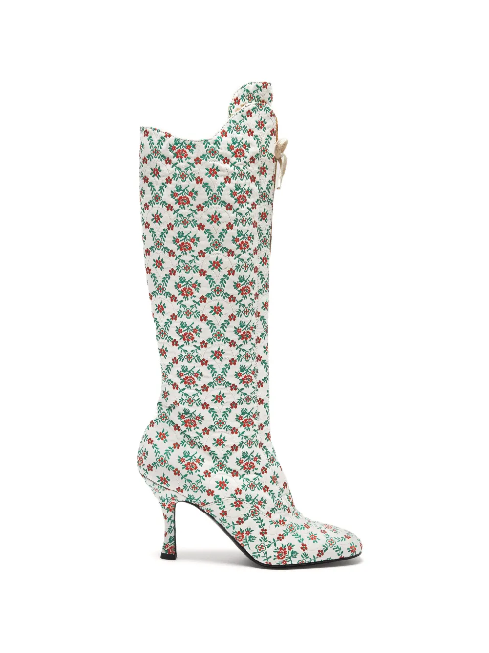 Lili Curia Ida Floral Lace-up Boots In White