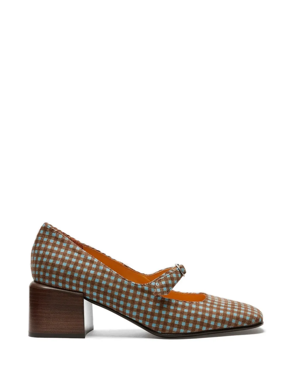 Lili Curia Gingham Mary Jane Ballet Flats In Brown