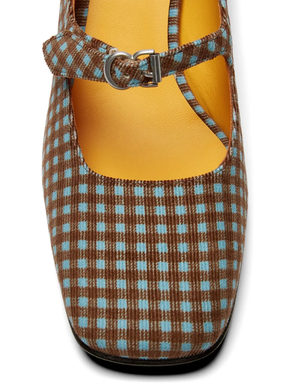 LILI CURIA Mary Jane ballerina's met gingham-ruit Bruin
