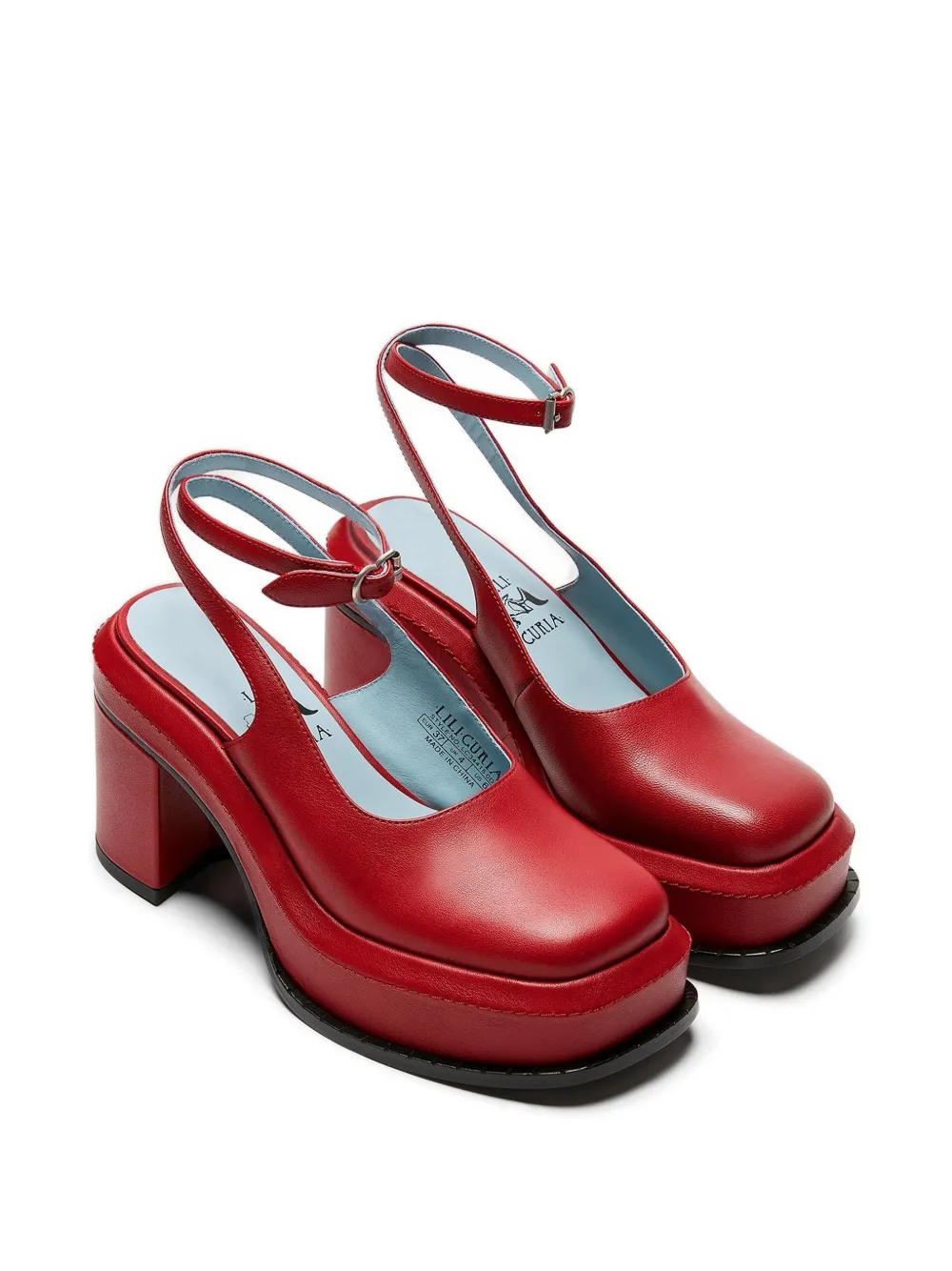 LILI CURIA Nico muiltjes met plateauzool en hak Rood