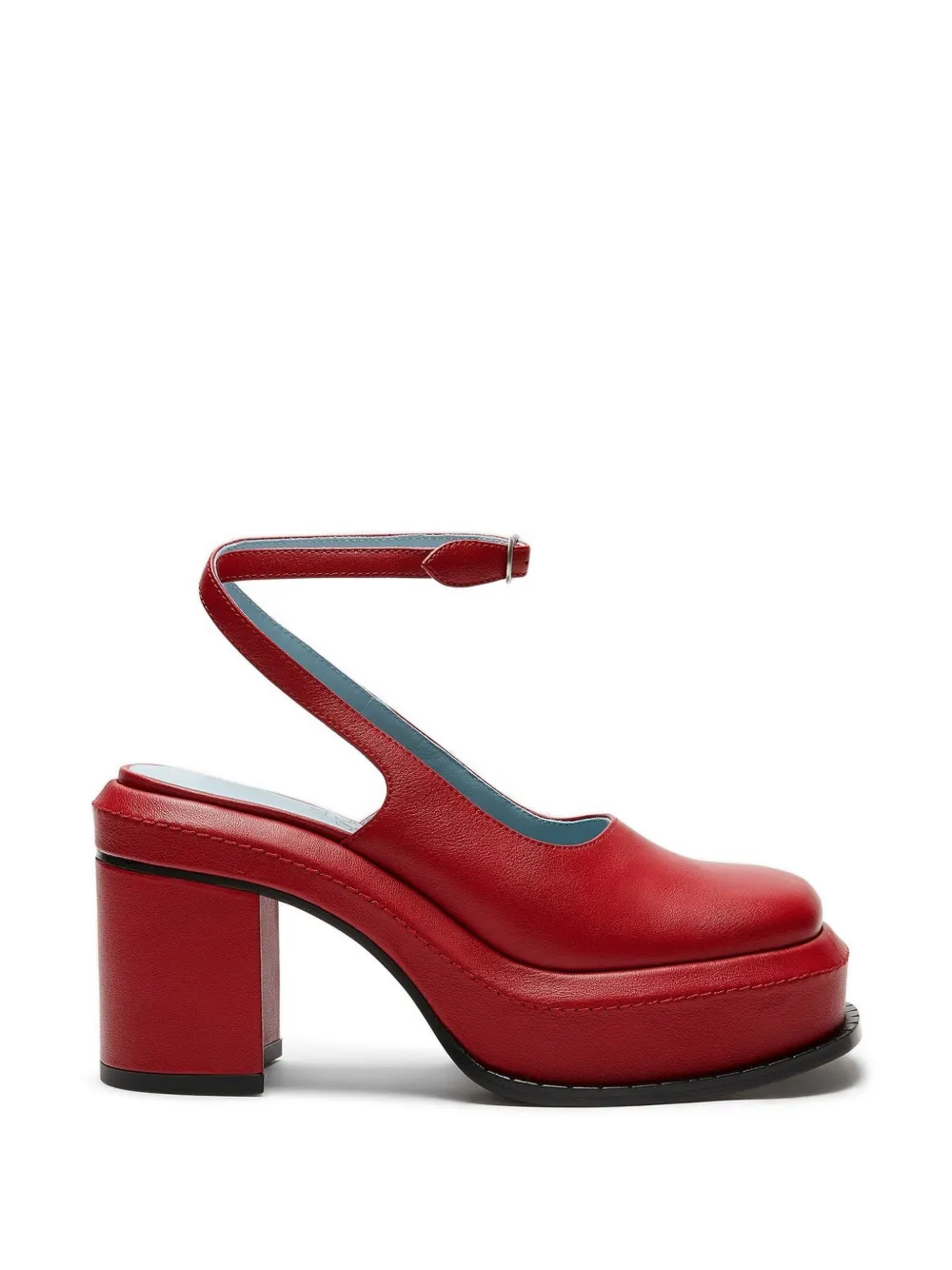 Lili Curia Nico Platform Heel Mules In Red