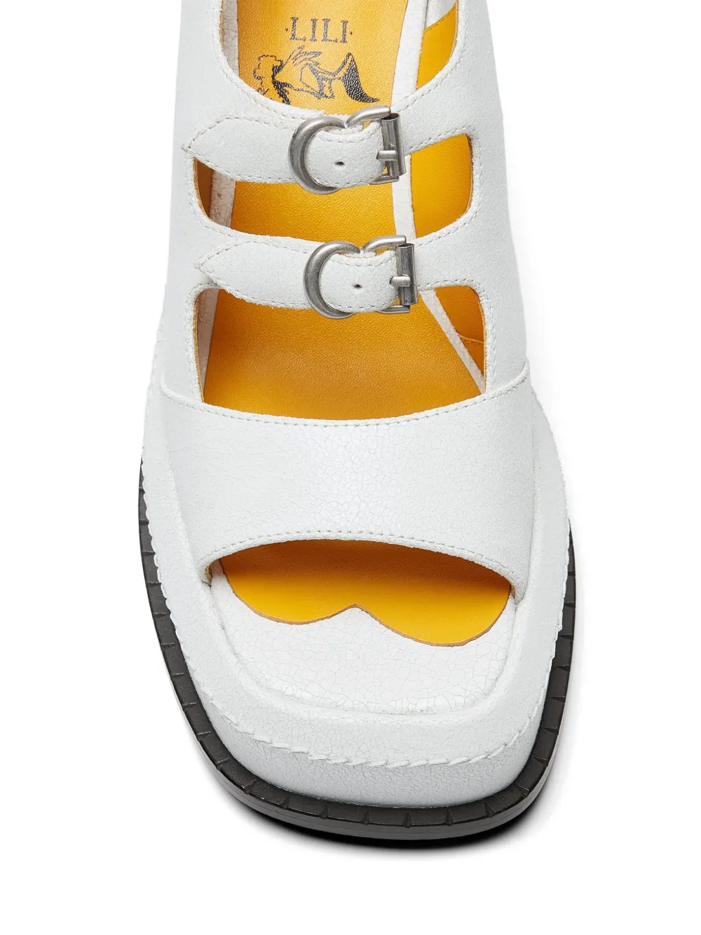 LILI CURIA Edie sandalen met plateauzool en gesp Wit