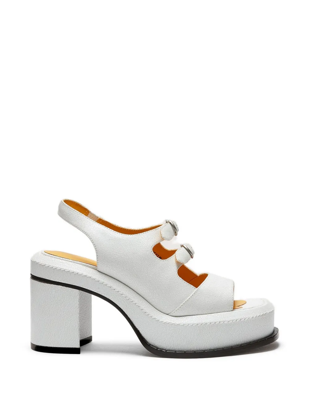 Lili Curia Edie Buckle Platform Sandals In White